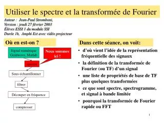 utiliser le spectre et la transform e de fourier