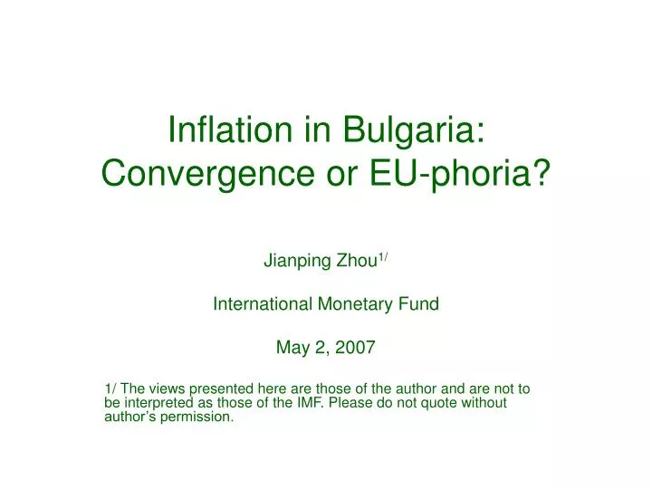 inflation in bulgaria convergence or eu phoria