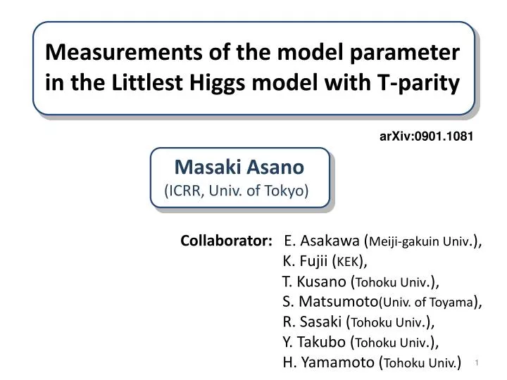 measurements of the model parameter in the littlest higgs model with t parity