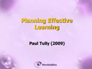 Planning Effective Learning