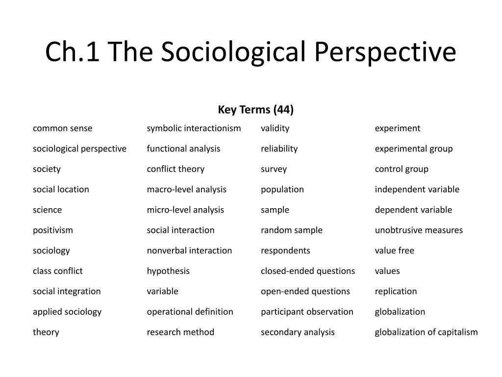 PPT - Ch.1 The Sociological Perspective PowerPoint Presentation, free ...