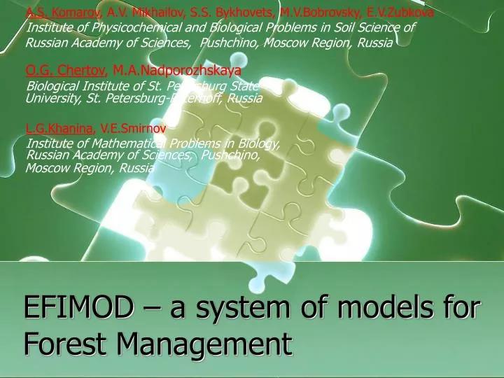 efimod a system of models for forest management