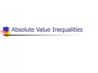 Absolute Value Inequalities