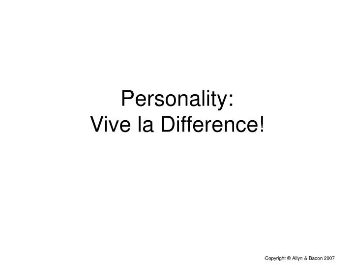 personality vive la difference