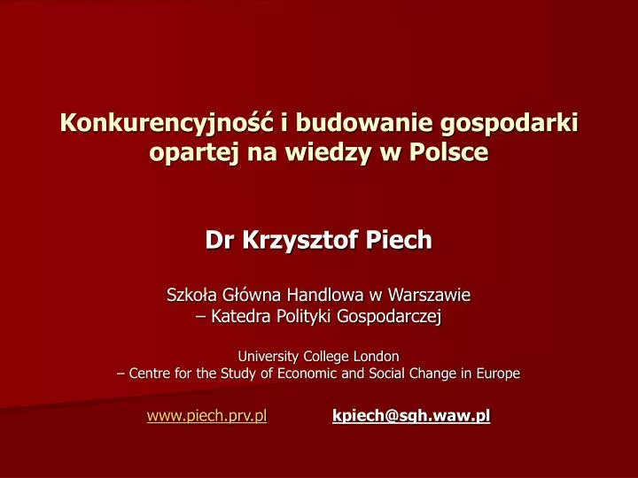 konkurencyjno i budowanie gospodarki opartej na wiedzy w polsce