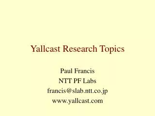 Yallcast Research Topics