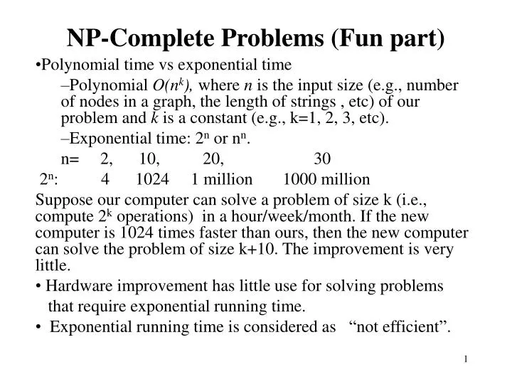 np complete problems fun part