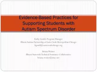 Evidence-Based Practices for Supporting Students with Autism Spectrum Disorder