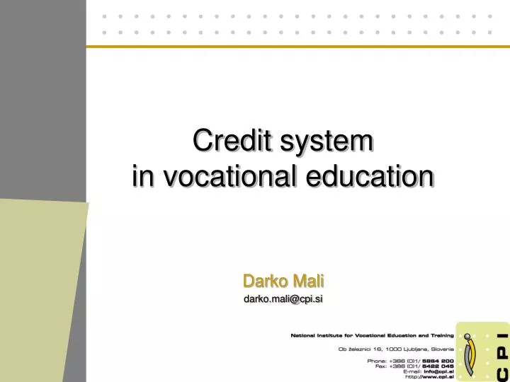 credit system in vocational education