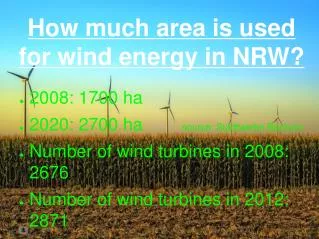 How much area is used for wind energy in NRW?