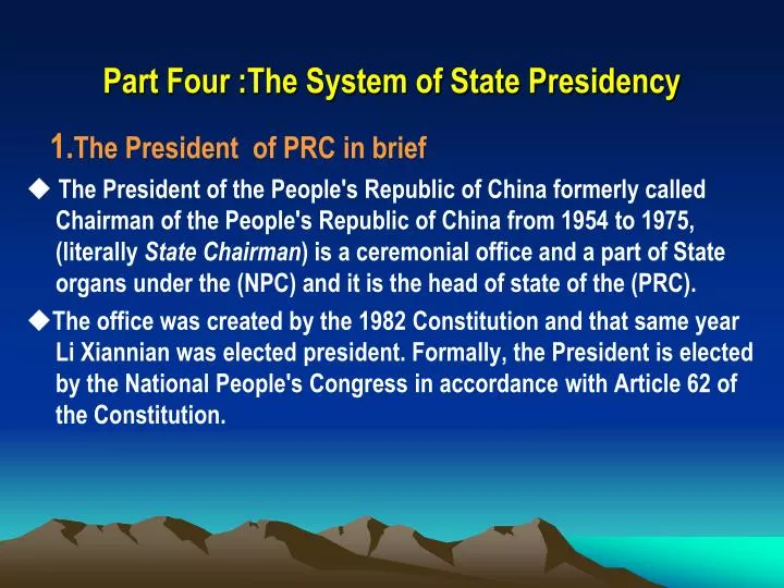 part four the system of state presidency