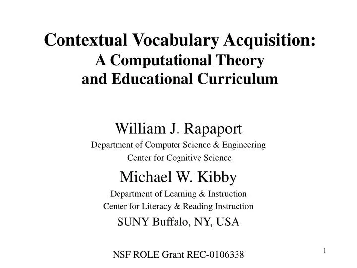 contextual vocabulary acquisition a computational theory and educational curriculum