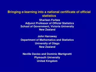 Bringing e-learning into a national certificate of official statistics