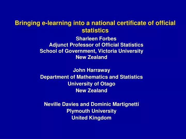 bringing e learning into a national certificate of official statistics
