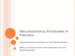 Organizational Standards in Virginia: