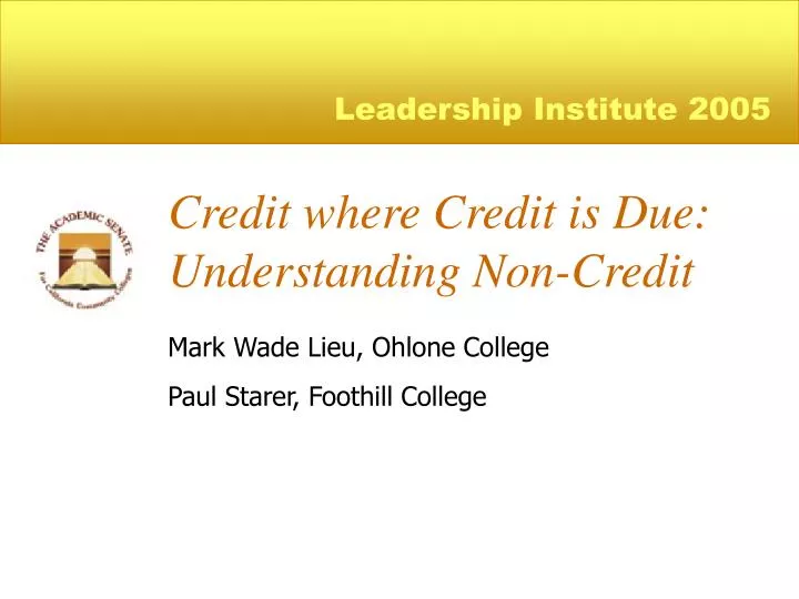 credit where credit is due understanding non credit