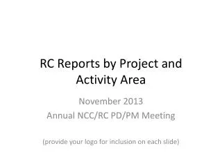 RC Reports by Project and Activity Area