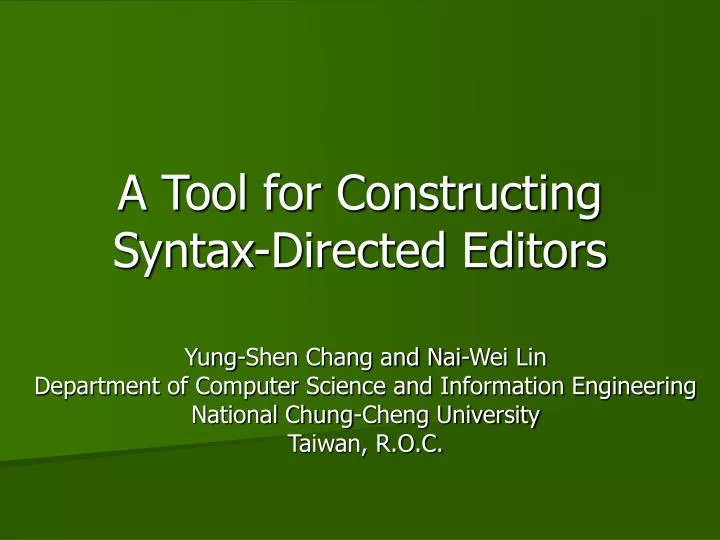 a tool for constructing syntax directed editors