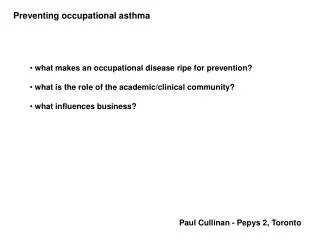 Preventing occupational asthma