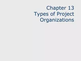 Chapter 13 Types of Project Organizations