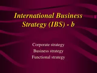 International Business Strategy (IBS) - b