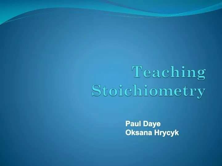 teaching stoichiometry