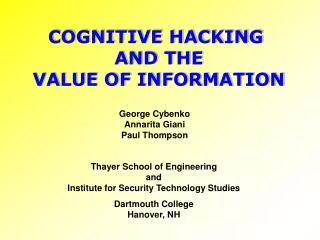 COGNITIVE HACKING AND THE VALUE OF INFORMATION