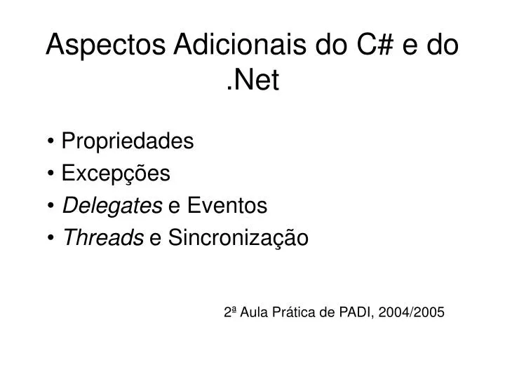 aspectos adicionais do c e do net