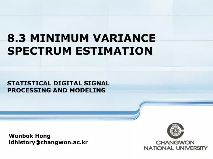 8 3 minimum variance spectrum estimation