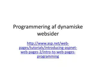 programmering af dynamiske websider