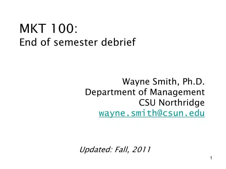 mkt 100 end of semester debrief