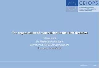 The organization of supervision in the draft directive