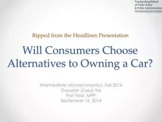 Will Consumers Choose Alternatives to Owning a Car?