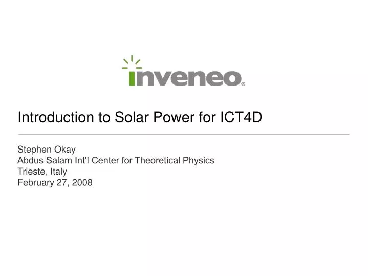 introduction to solar power for ict4d