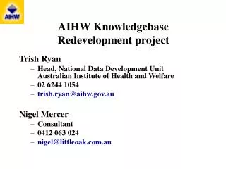 AIHW Knowledgebase Redevelopment project