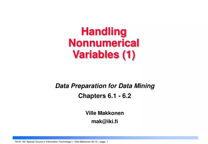 handling nonnumerical variables 1