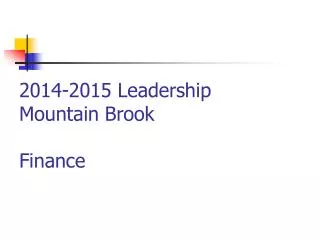 2014-2015 Leadership Mountain Brook Finance