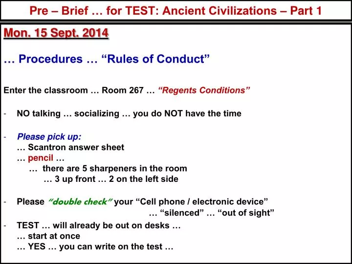 pre brief for test ancient civilizations part 1