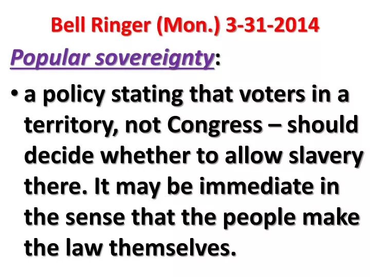 bell ringer mon 3 31 2014