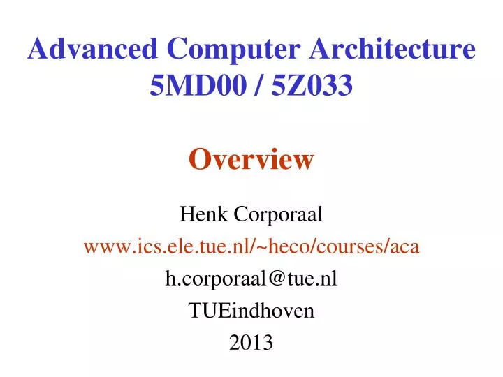 advanced computer architecture 5md00 5z033 overview