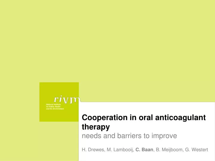 cooperation in oral anticoagulant therapy
