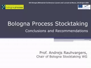 Bologna Process Stocktaking Conclusions and Recommendations