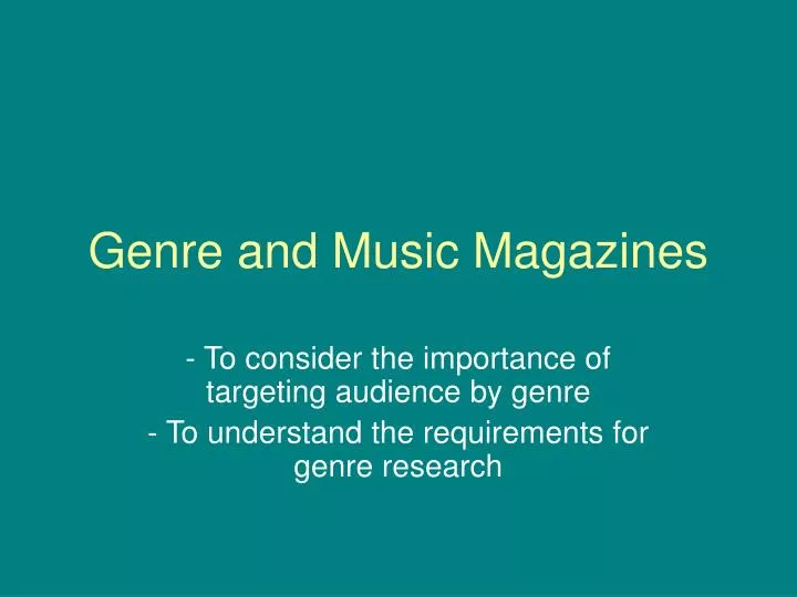 genre and music magazines