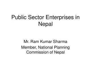 Public Sector Enterprises in Nepal