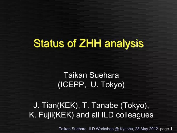 status of zhh analysis