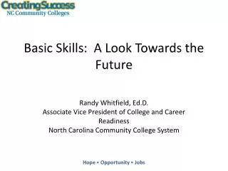 Basic Skills: A Look Towards the Future