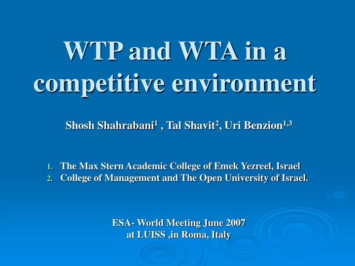 wtp and wta in a competitive environment