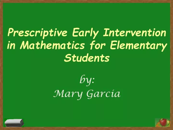 prescriptive early intervention in mathematics for elementary students