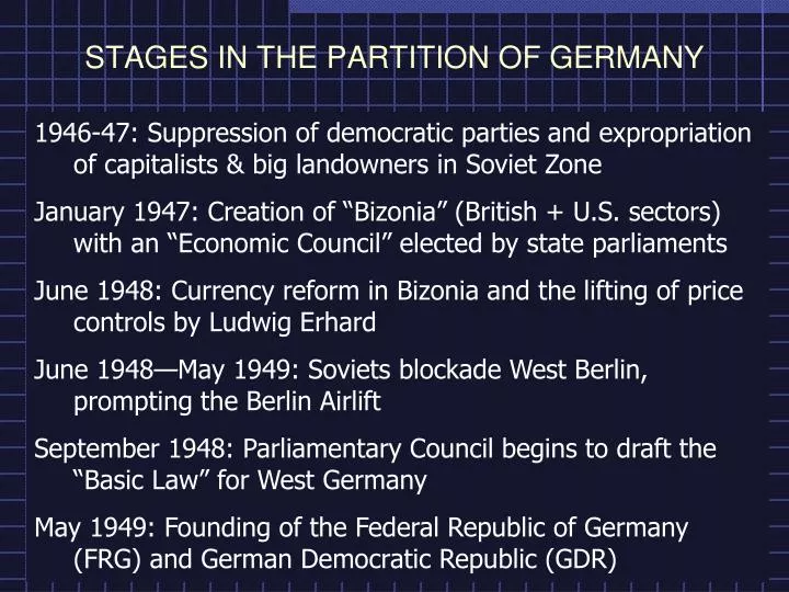 stages in the partition of germany