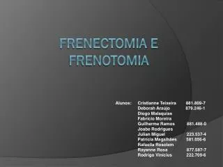 frenectomia e frenotomia